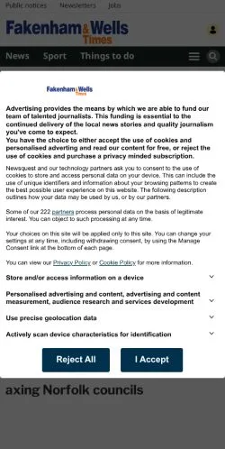 Anteprima del sito Fakenham & Wells Times, media di Regno Unito per articoli sponsorizzati