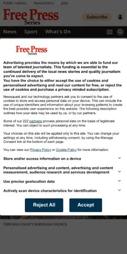 Vista previa del sitio Free Press, medio de Reino Unido para artículos patrocinados