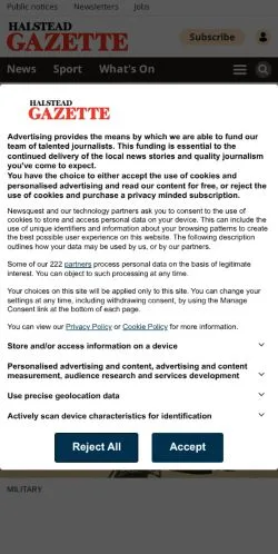 Podgląd witryny Halstead Gazette, medium z kraju Wielka Brytania do artykułów sponsorowanych