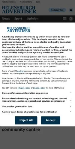 Anteprima del sito Helensburgh Advertiser, media di Regno Unito per articoli sponsorizzati