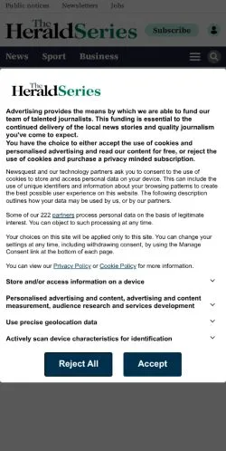 Anteprima del sito Herald Series, media di Regno Unito per articoli sponsorizzati