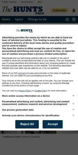 Anteprima del sito The Hunts Post, media di Regno Unito per articoli sponsorizzati
