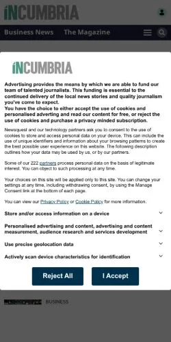 Anteprima del sito in-Cumbria, media di Stati Uniti per articoli sponsorizzati