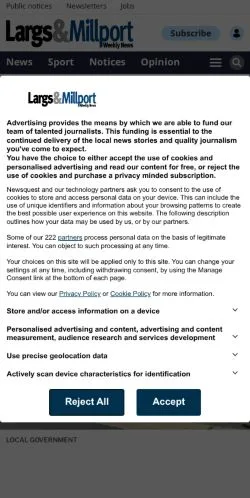 Anteprima del sito Largs And Millport News, media di Stati Uniti per articoli sponsorizzati