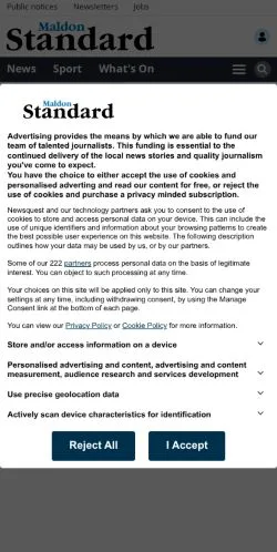 Anteprima del sito Maldon & Burnham Standard, media di Regno Unito per articoli sponsorizzati