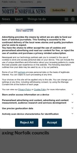 Anteprima del sito North Norfolk News, media di Regno Unito per articoli sponsorizzati