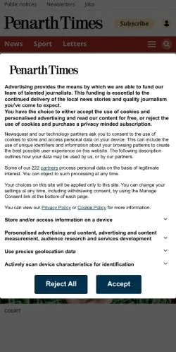 Anteprima del sito Penarth Times, media di Regno Unito per articoli sponsorizzati