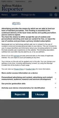 Anteprima del sito Saffron Walden Reporter, media di Regno Unito per articoli sponsorizzati