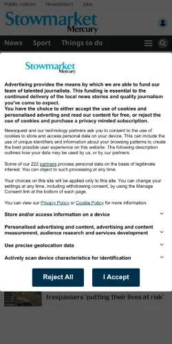 Anteprima del sito Stowmarket Mercury, media di Regno Unito per articoli sponsorizzati