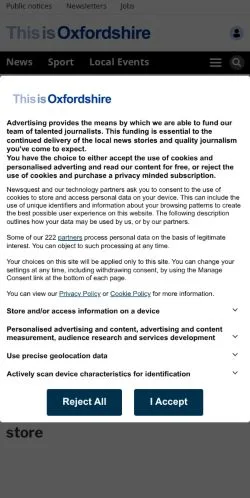 Anteprima del sito This Is Oxfordshire, media di Regno Unito per articoli sponsorizzati