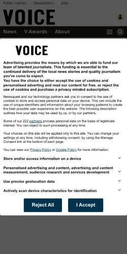 Anteprima del sito We Are Voice, media di Regno Unito per articoli sponsorizzati