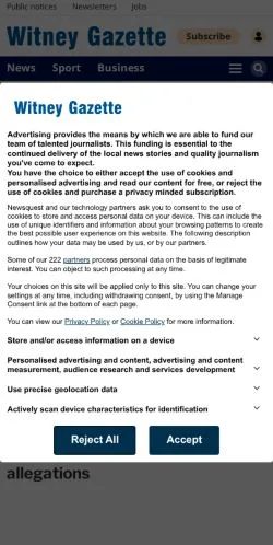 Anteprima del sito Witney Gazette, media di Regno Unito per articoli sponsorizzati
