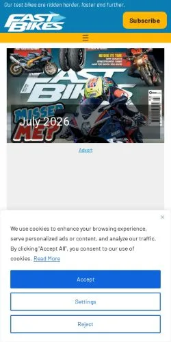 Pré-visualização do site Fast Bikes Magazine, meio de Reino Unido para artigos patrocinados