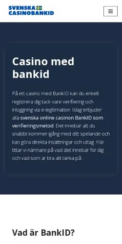 Podgląd witryny Svenska Casino BankID, medium z kraju Szwecja do artykułów sponsorowanych
