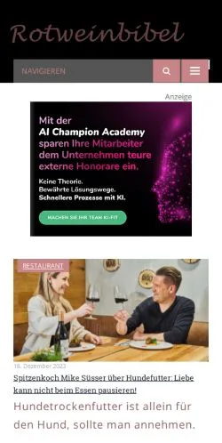 Podgląd witryny Rotweinbibel, medium z kraju Niemcy do artykułów sponsorowanych