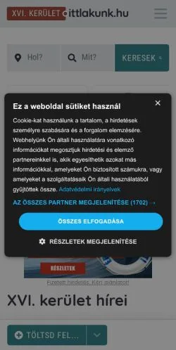 Podgląd witryny XVI. kerület, medium z kraju Węgry do artykułów sponsorowanych
