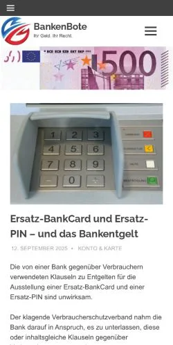Anteprima del sito BankenBote, media di Germania per articoli sponsorizzati