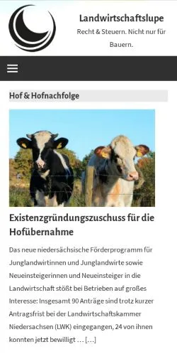 스폰서 기사용 독일 매체 Landwirtschaftslupe 사이트 미리보기
