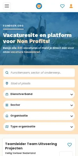Sponsorlu makaleler için Hollanda medyası Non Profit Fondsen sitesinin önizlemesi