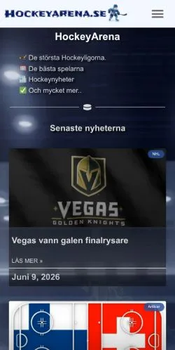 스폰서 기사용 스웨덴 매체 Hockeyarena 사이트 미리보기