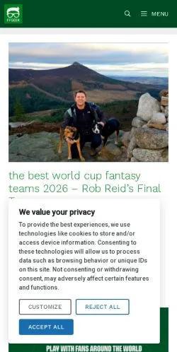 Anteprima del sito Fantasy Football Geek, media di Regno Unito per articoli sponsorizzati
