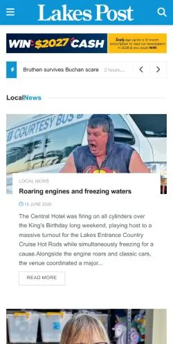 Aperçu du site Lakes Post, média de Australie pour articles sponsorisés