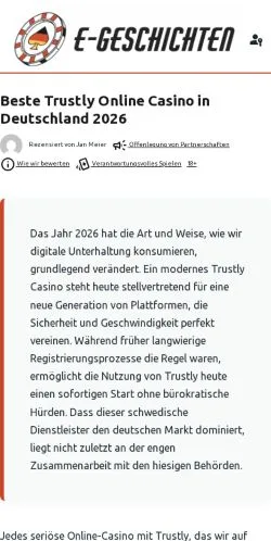 Anteprima del sito Beste Online Casinos Mit Trustly, media di Germania per articoli sponsorizzati