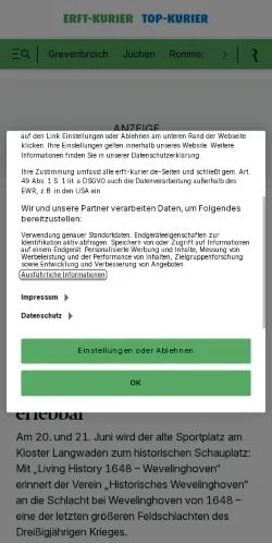 Anteprima del sito Erft Kurier, media di Germania per articoli sponsorizzati