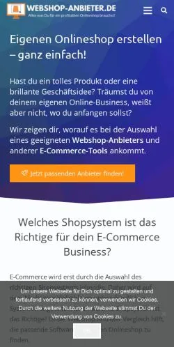 Anteprima del sito Webshop Anbieter, media di Germania per articoli sponsorizzati