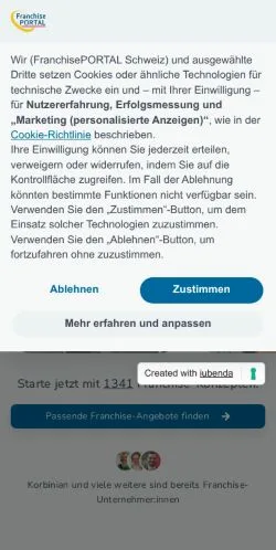 Podgląd witryny Franchise Portal, medium z kraju Szwajcaria do artykułów sponsorowanych