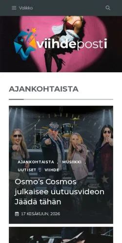 Anteprima del sito Viihdeposti, media di Finlandia per articoli sponsorizzati
