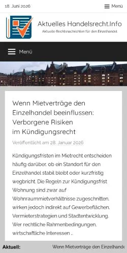 Anteprima del sito Aktuelles Handelsrecht, media di Germania per articoli sponsorizzati