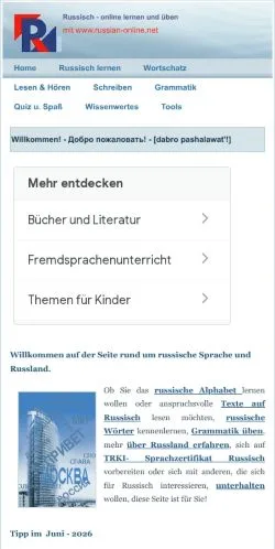 Anteprima del sito Russisch Online, media di Germania per articoli sponsorizzati