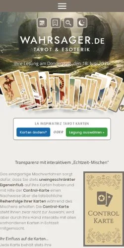 Podgląd witryny Tarot Wahrsagen, medium z kraju Niemcy do artykułów sponsorowanych