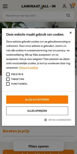 Pré-visualização do site Laminaat All-In, meio de Países Baixos para artigos patrocinados
