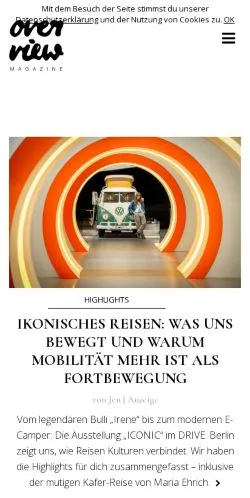 Preview of the Overview Magazine website, a media outlet in Germany for sponsored articles