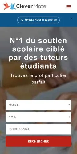 Sponsorlu makaleler için Fransa medyası Cours Particuliers Clevermate sitesinin önizlemesi