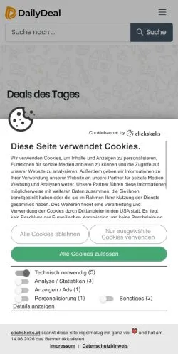 Anteprima del sito DailyDeal, media di Austria per articoli sponsorizzati