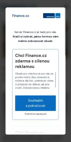 Aperçu du site Finance, média de Tchéquie pour articles sponsorisés