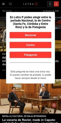 Pré-visualização do site Letra P, meio de Argentina para artigos patrocinados