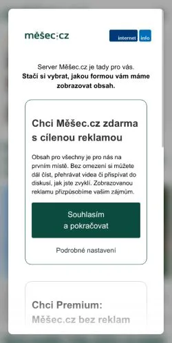 스폰서 기사용 체코 매체 Měšec 사이트 미리보기