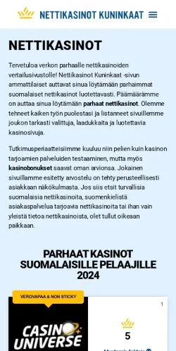 Anteprima del sito Nettikasinotkuninkaat, media di Finlandia per articoli sponsorizzati