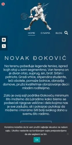 Pré-visualização do site Novak Djoković, meio de Estados Unidos para artigos patrocinados