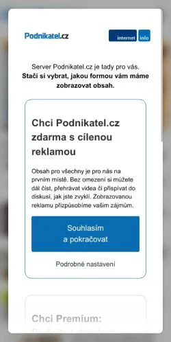 Podgląd witryny Podnikatel, medium z kraju Czechy do artykułów sponsorowanych