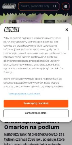 Podgląd witryny Groove, medium z kraju Polska do artykułów sponsorowanych