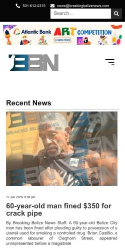 Vista previa del sitio Breaking Belize News, medio de Estados Unidos para artículos patrocinados