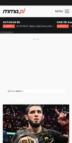 Preview of the MMA website, a media outlet in Poland for sponsored articles