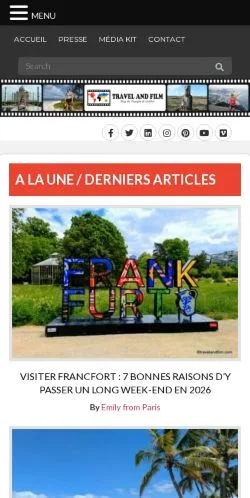 Anteprima del sito Travel And Film, media di Francia per articoli sponsorizzati