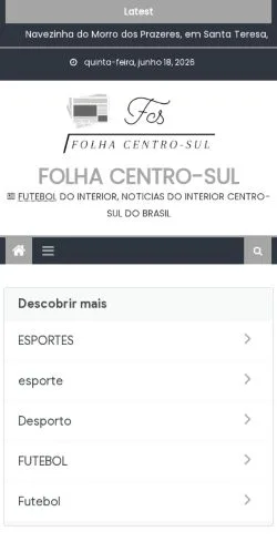 スポンサード記事向けのブラジルメディア、Folha Centro-Sulのサイトプレビュー