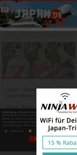 Aperçu du site Japan Reisen, média de Allemagne pour articles sponsorisés